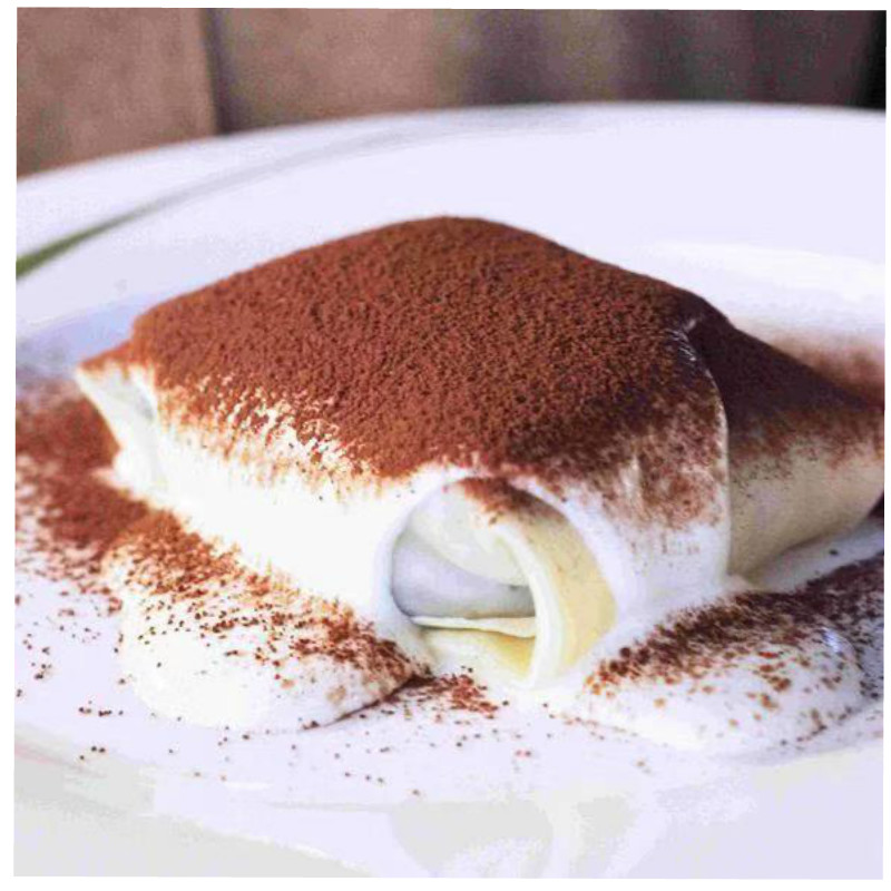 Dirty pancake with milk cover